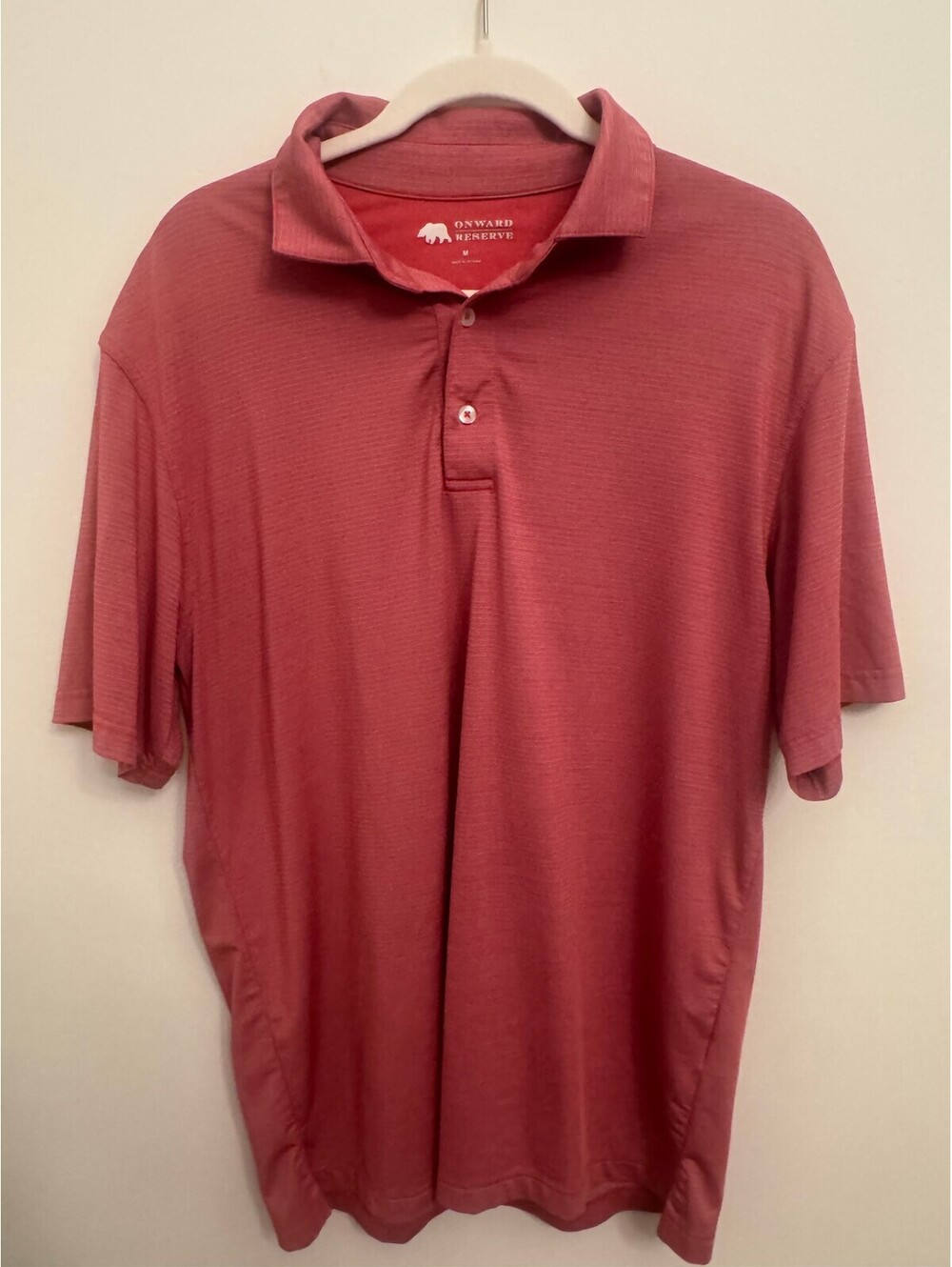 Onward Reserve pink striped polo shirt
